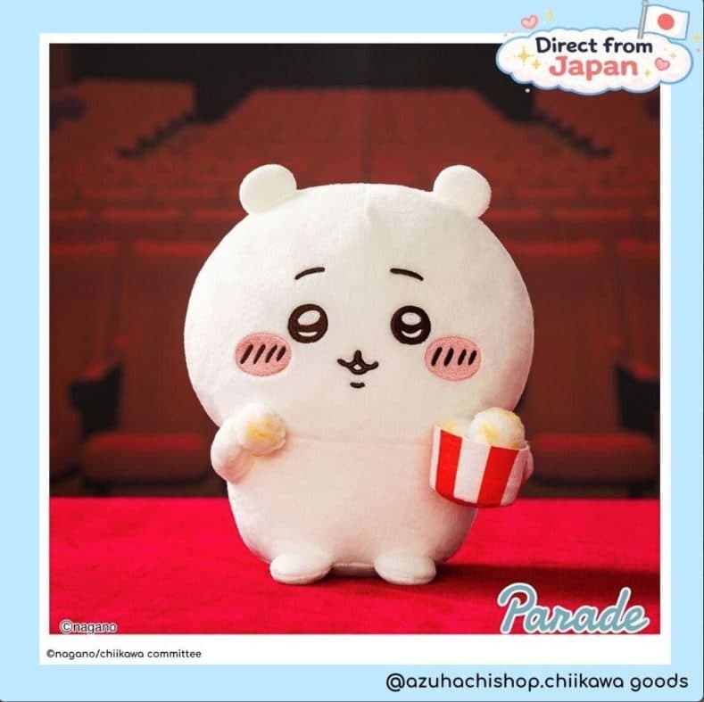 Chiikawa Movie Let's Eat Pop-Corn Plushie (Chiikawa White A) — image 1