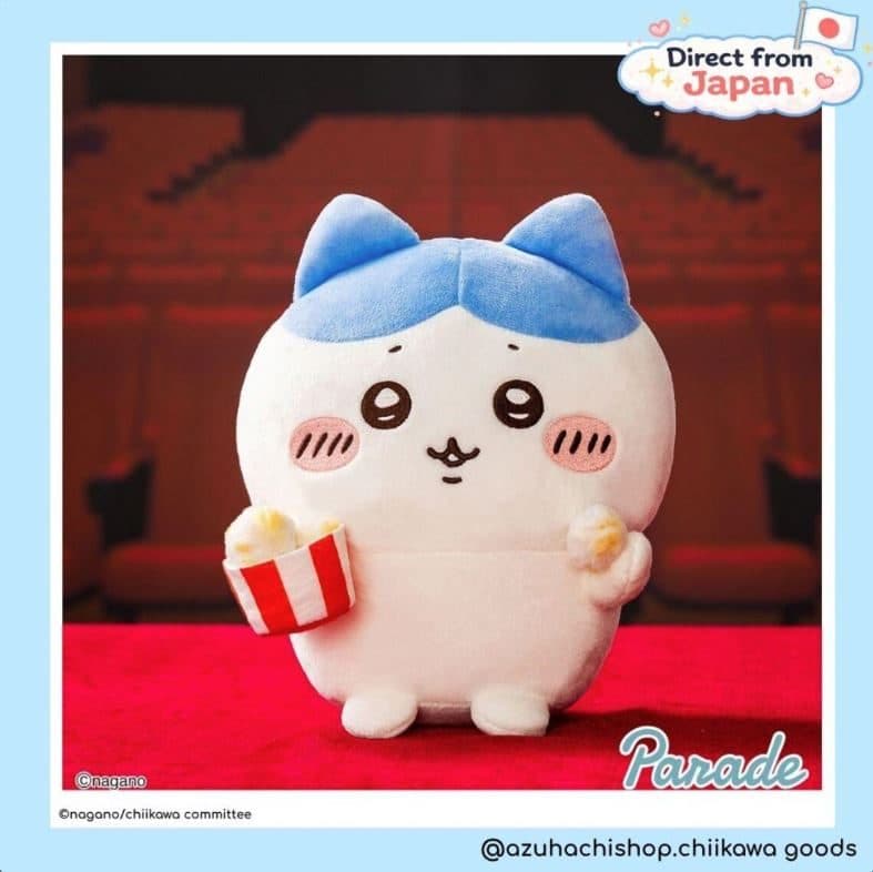 Chiikawa Movie Let's Eat Pop-Corn Plushie (Chiikawa Hachiware Blue B) — image 1