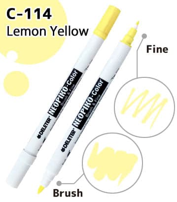 DELETER NEOPIKO-Color Lemon Yellow (C-114) Alcohol-based Dual Tipped Marker — image 1