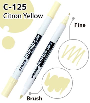 DELETER NEOPIKO-Color Citron Yellow (C-125) Alcohol-based Dual Tipped Marker — image 1