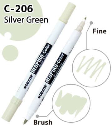DELETER NEOPIKO-Color Silver Green (C-206) Alcohol-based Dual Tipped Marker — image 1