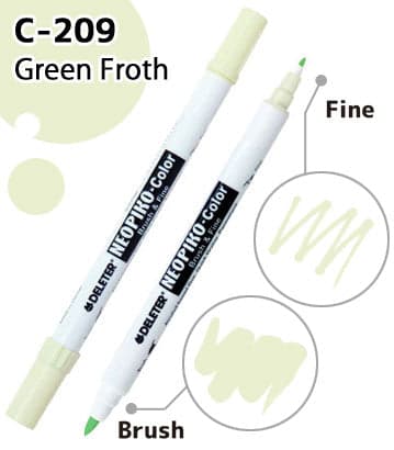 DELETER NEOPIKO-Color Green Froth (C-209) Alcohol-based Dual Tipped Marker — image 1
