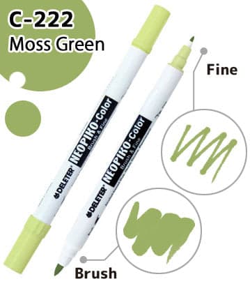 DELETER NEOPIKO-Color Moss Green (C-222) Alcohol-based Dual Tipped Marker — image 1