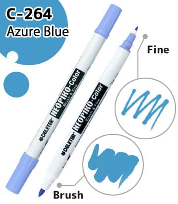 DELETER NEOPIKO-Color Azure Blue (C-264) Alcohol-based Dual Tipped Marker — image 1