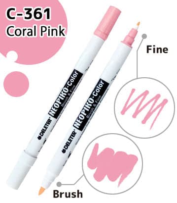 DELETER NEOPIKO-Color Coral Pink (C-361) Alcohol-based Dual Tipped Marker — image 1
