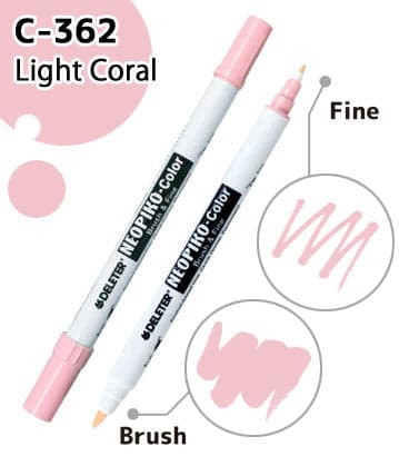 DELETER NEOPIKO-Color Light Coral (C-362) Alcohol-based Dual Tipped Marker — image 1