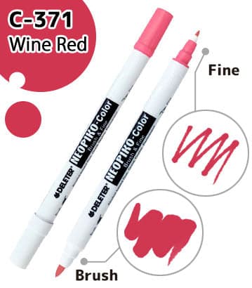 DELETER NEOPIKO-Color Wine Red (C-371) Alcohol-based Dual Tipped Marker — image 1
