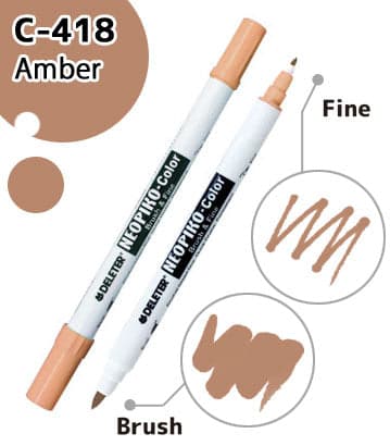 DELETER NEOPIKO-Color Amber (C-418) Alcohol-based Dual Tipped Marker — image 1
