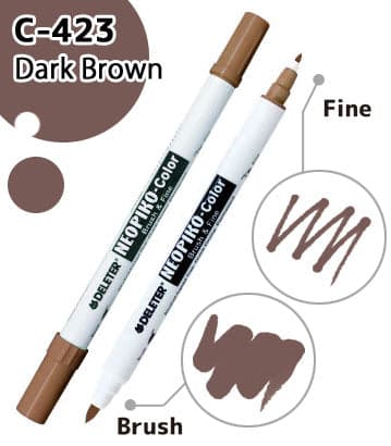 DELETER NEOPIKO-Color Dark Brown (C-423) Alcohol-based Dual Tipped Marker — image 1