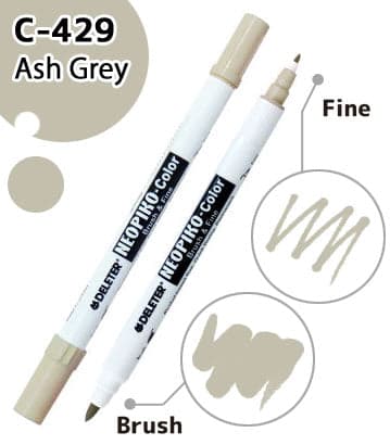 DELETER NEOPIKO-Color Ash Grey (C-429) Alcohol-based Dual Tipped Marker — image 1