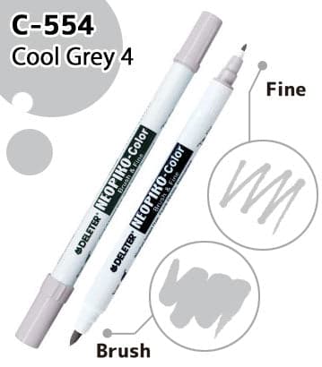 DELETER NEOPIKO-Color Cool Grey 4 (C-554) Alcohol-based Dual Tipped Marker — image 1