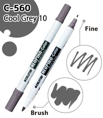 DELETER NEOPIKO-Color Cool Grey 10 (C-560) Alcohol-based Dual Tipped Marker — image 1