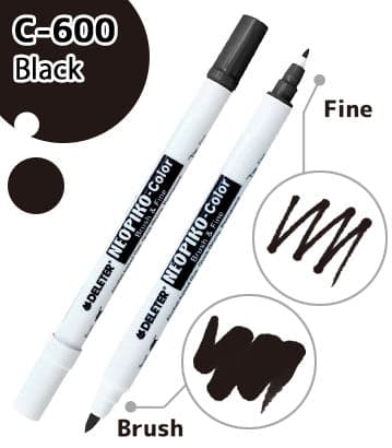 DELETER NEOPIKO-Color Black (C-600) Alcohol-based Dual Tipped Marker — image 1