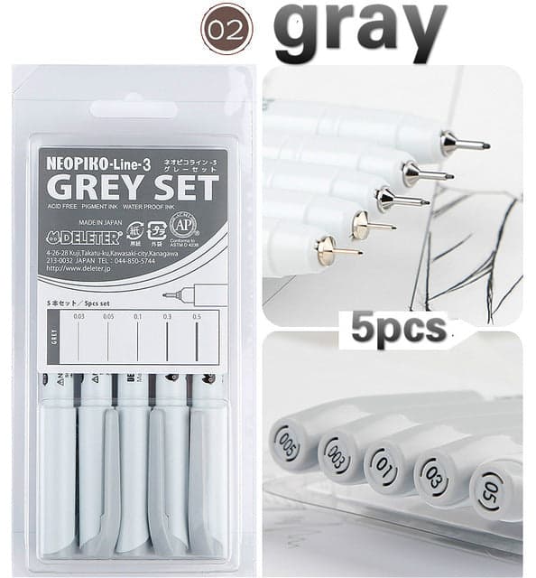DELETER Neopiko-Line 3 - Multi-Liner Pen - Gray Set — image 1