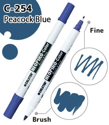 DELETER NEOPIKO-Color Peacock Blue (C-254) Alcohol-based Dual Tipped Marker